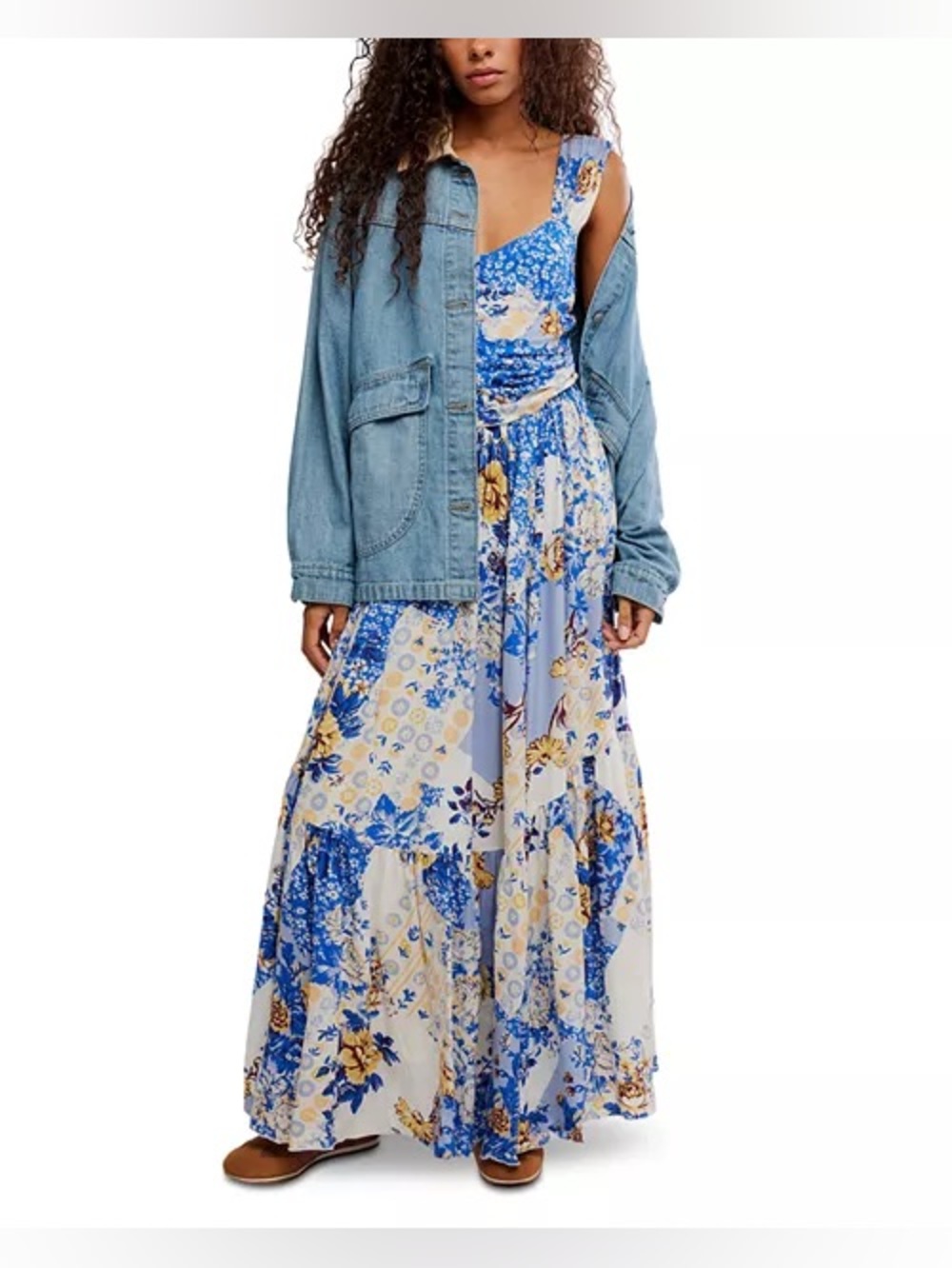 Free People Sasha Floral Mesh Floral Patchwork Maxi Dress Size XLarge DL2 - Picture 2 of 16